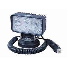 Durite 6 x 3W LED Work Lamp with Magnetic Base 450mm Flying Lead - Black, 12V/24V, IP67 - Flood version
