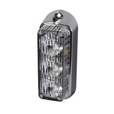 High Intensity 3 Amber LED Warning Light - Vertical, Chrome bezel (12 flash patterns)