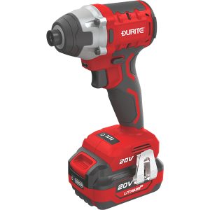 Durite 200Nm Fast Charge 1/4" Brushless Impact Screwdriver - 20VDC
