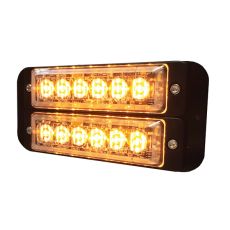 R65 Slimline High Intensity 2 x 6 Amber LED Warning Light (20 flash patterns)