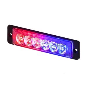 R65 Slimline High Intensity 3 Red & 3 Blue LED Warning Light (20 flash patterns)